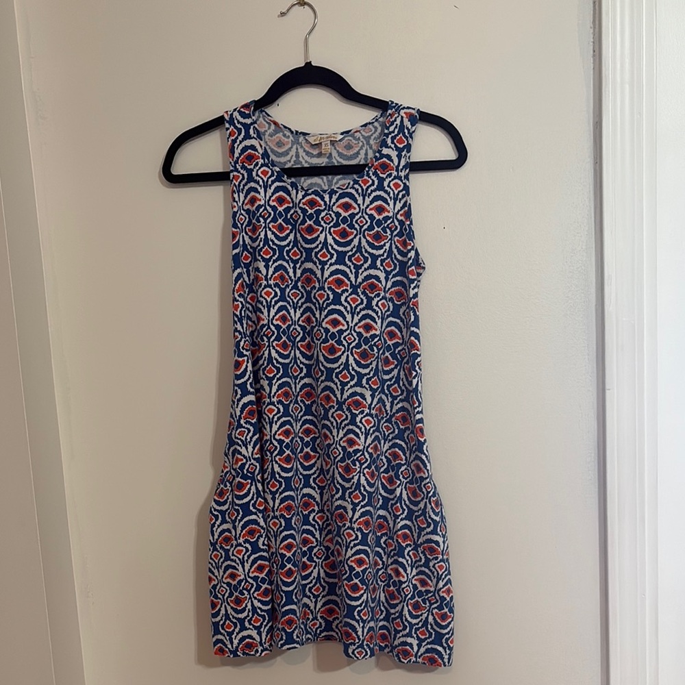 ORANGE AND BLUE PRINT DRESS